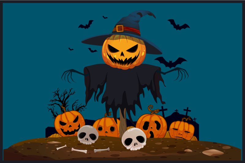Halloween placemat schrikdraad pompoen horror - TenStickers