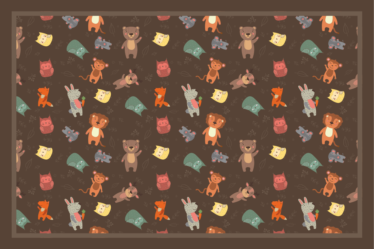 Kinder placemat dierenfiguren patroon - TenStickers