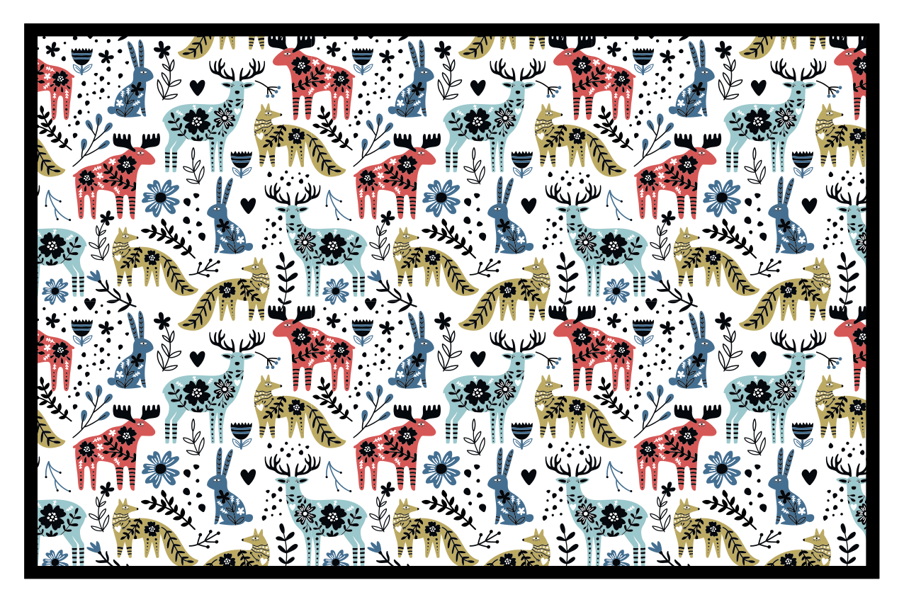 Kinder placemat met speelse dierenpatroon - TenStickers