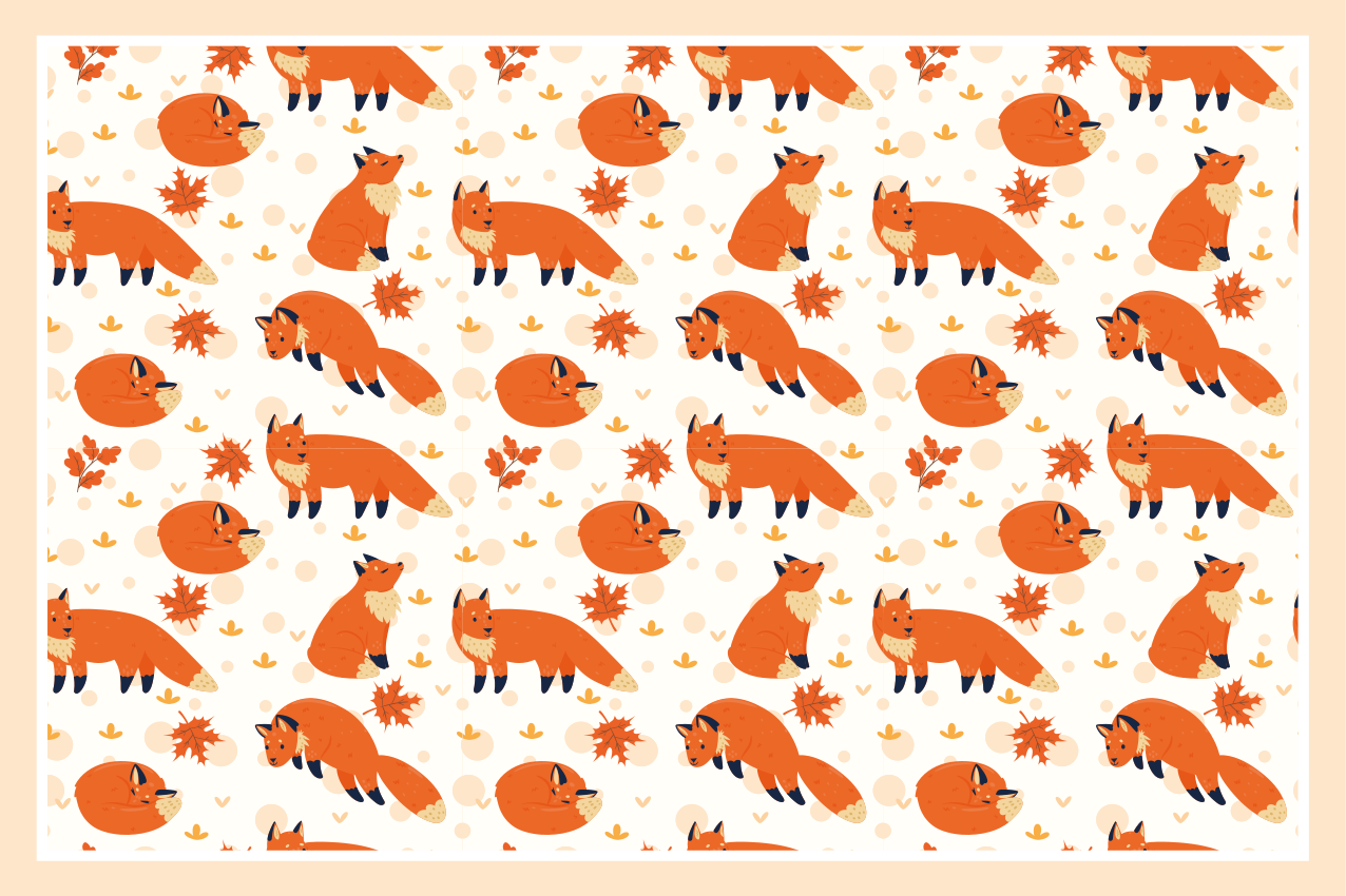 Kinder placemat vrolijke vos patroontjes - TenStickers