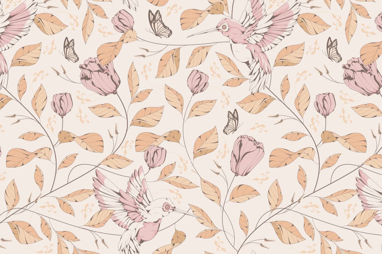 Originele placemat met kolibrie bloemenpatroon - TenStickers