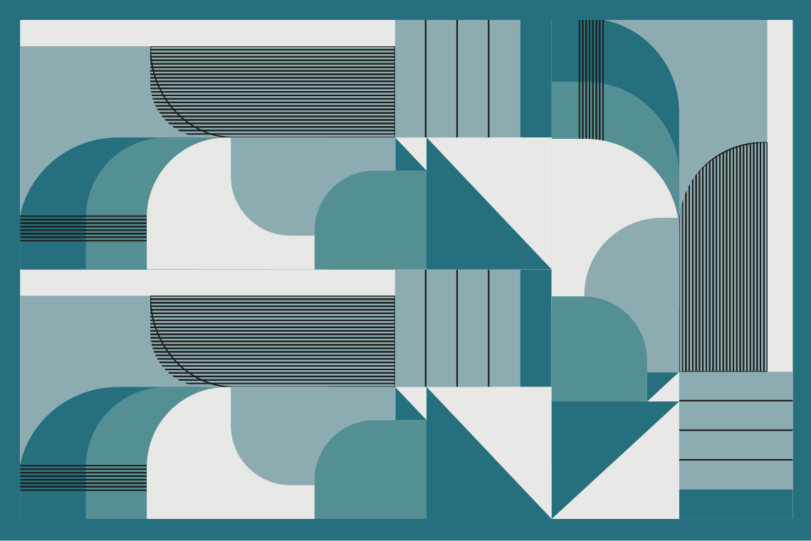 Moderne placemat met geometrische teal patronen - TenStickers