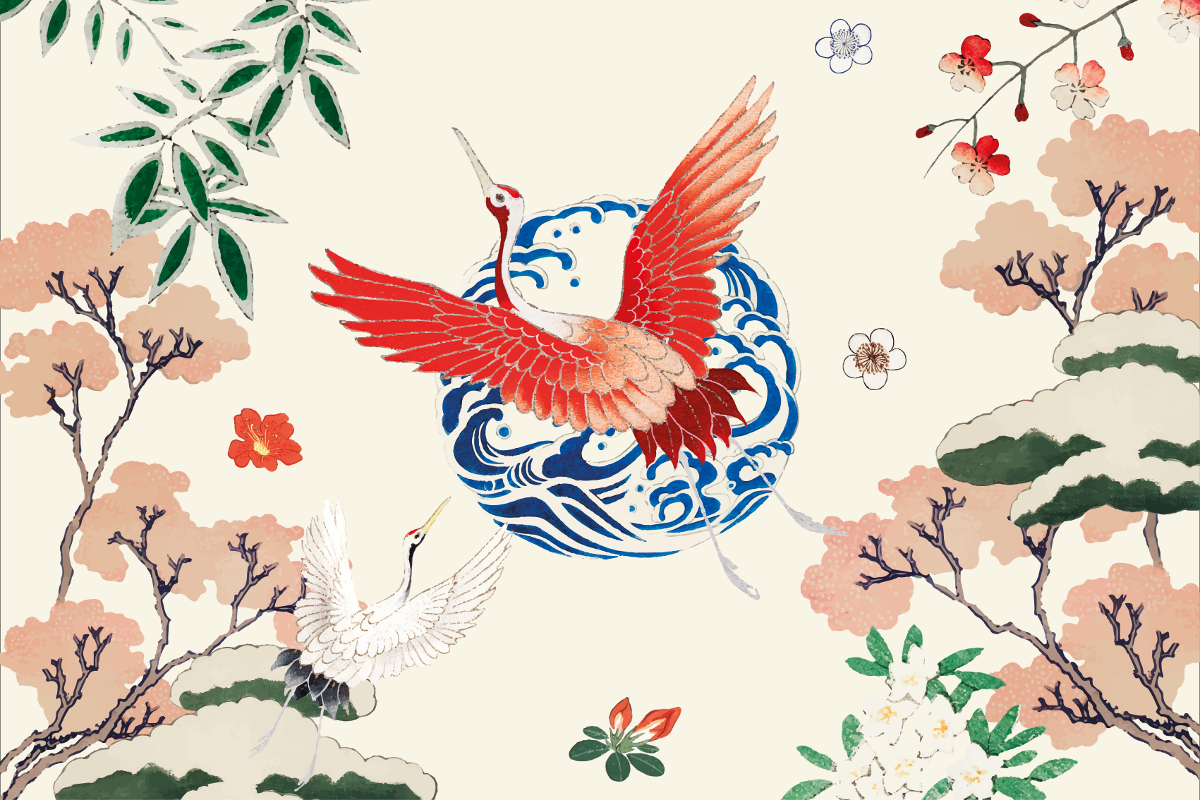 Originele placemat met elegant kraanvogelmotief - TenStickers