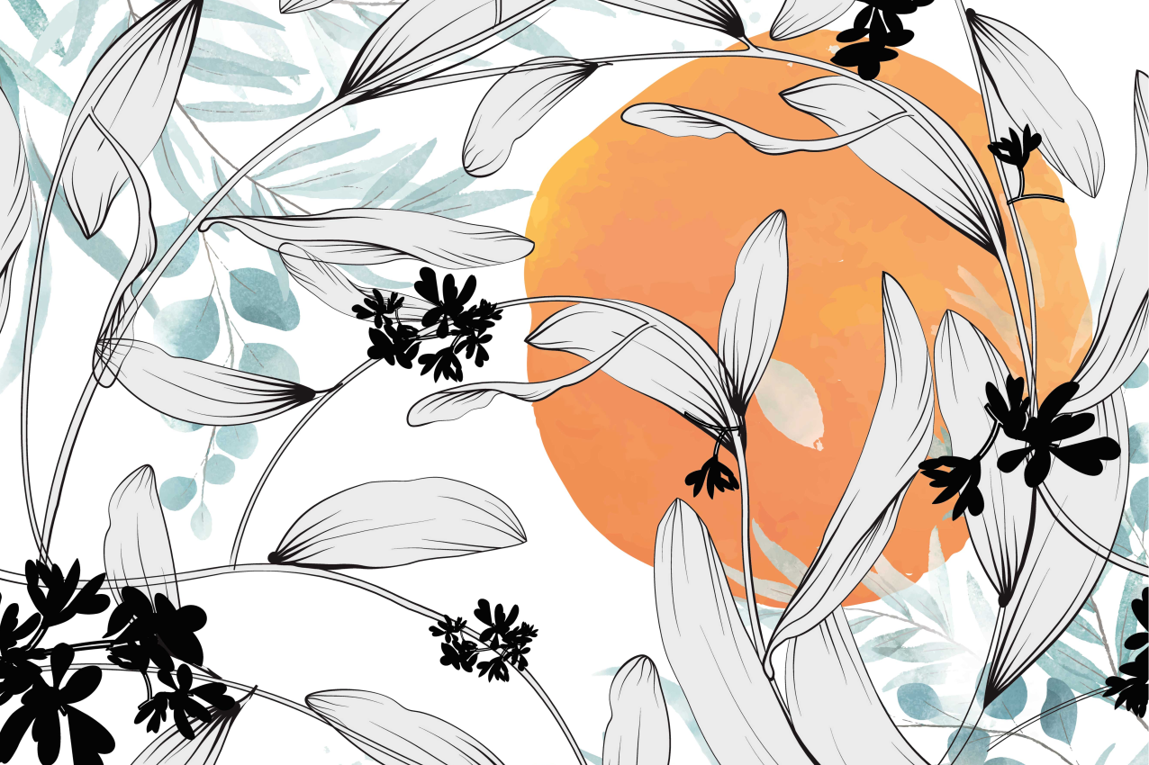 Moderne placema met bloem geïnspireerde accenten - TenStickers