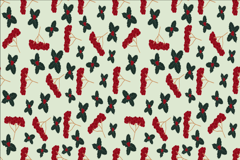 Kerstmis placemat bessenpatroon elementen - TenStickers