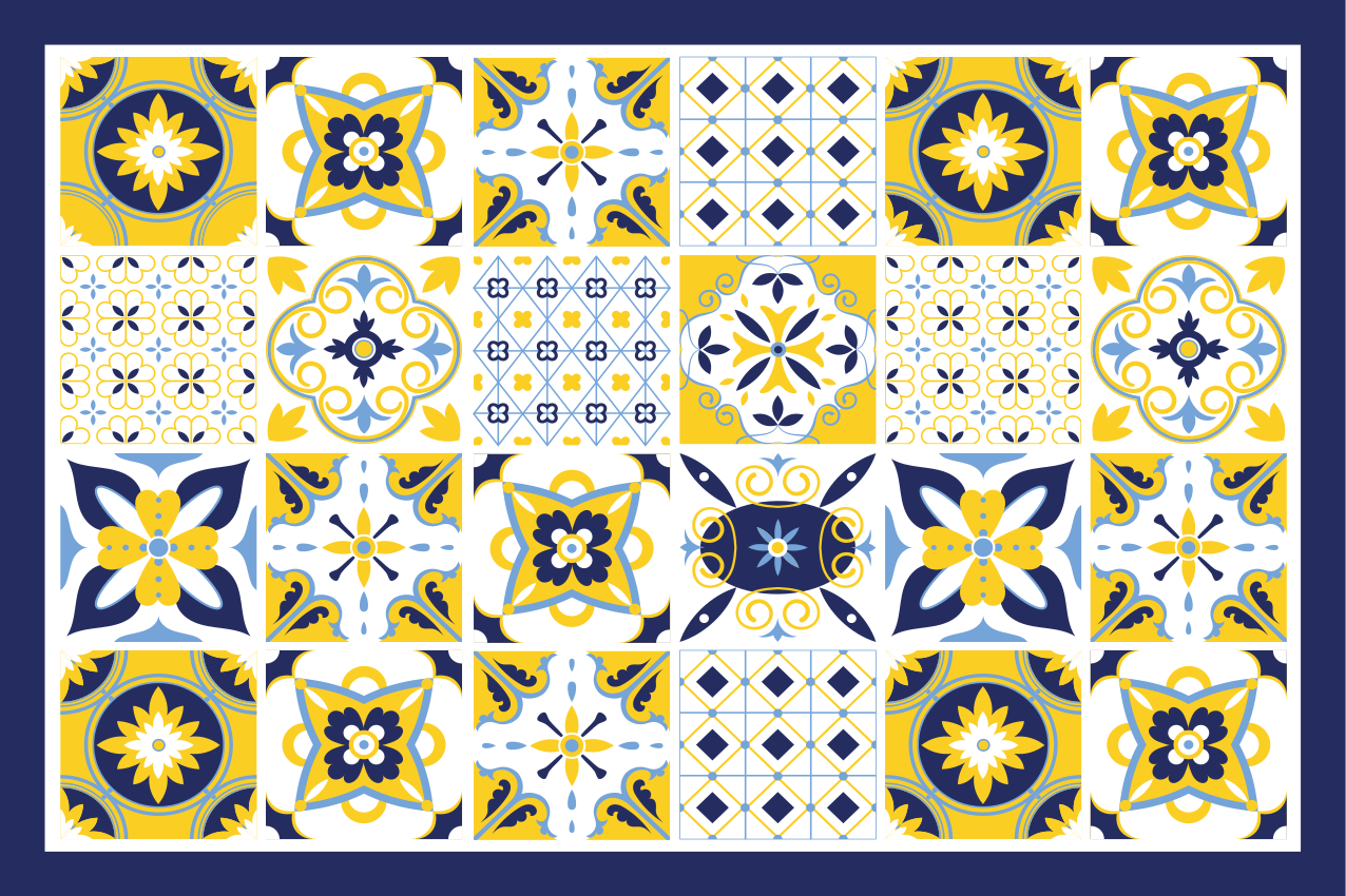 Houten placemat met kleurrijke tegelpatronen - TenStickers