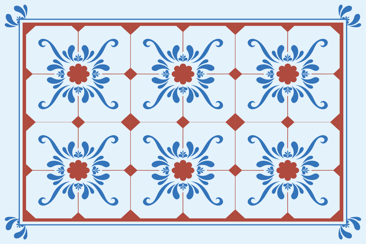 Houten placemat met vintage bloemenpatroon - TenStickers