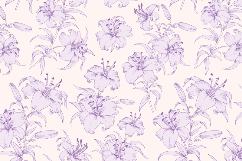 Houten placemat met lelies bloemenpatroon - TenStickers