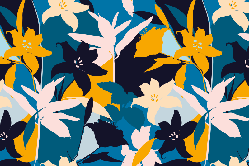 Originele placemat met bloemen in teal patroon - TenStickers