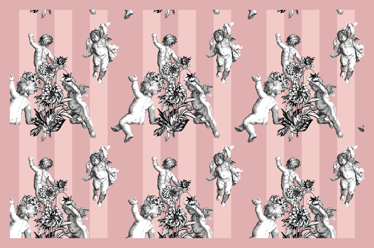 Originele placemat engelachtige cherubs bloemig - TenStickers