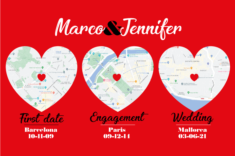 Originele placemat speciale momenten locaties - TenStickers