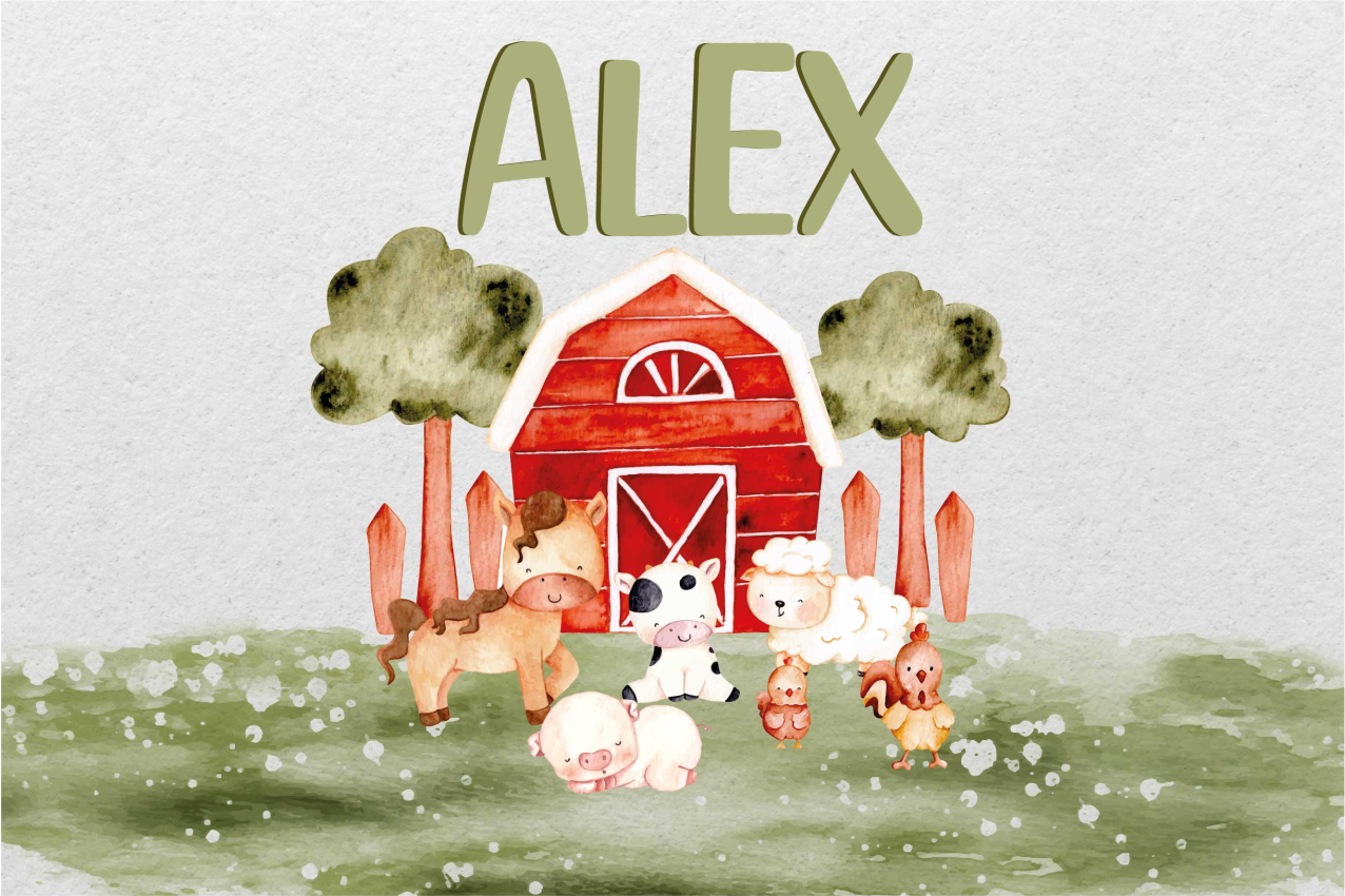 Waterverf schattige boerderij placemat met naam - TenStickers