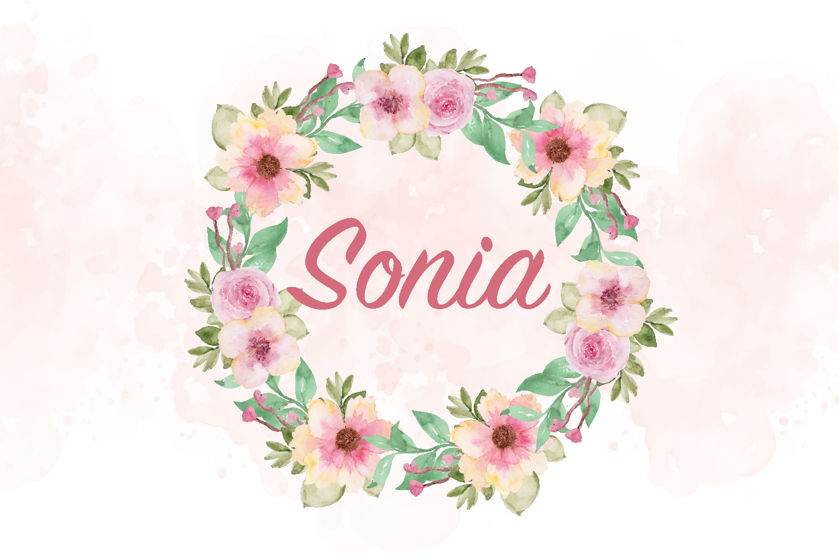 Aquarelbloemen Placemat met naam - TenStickers