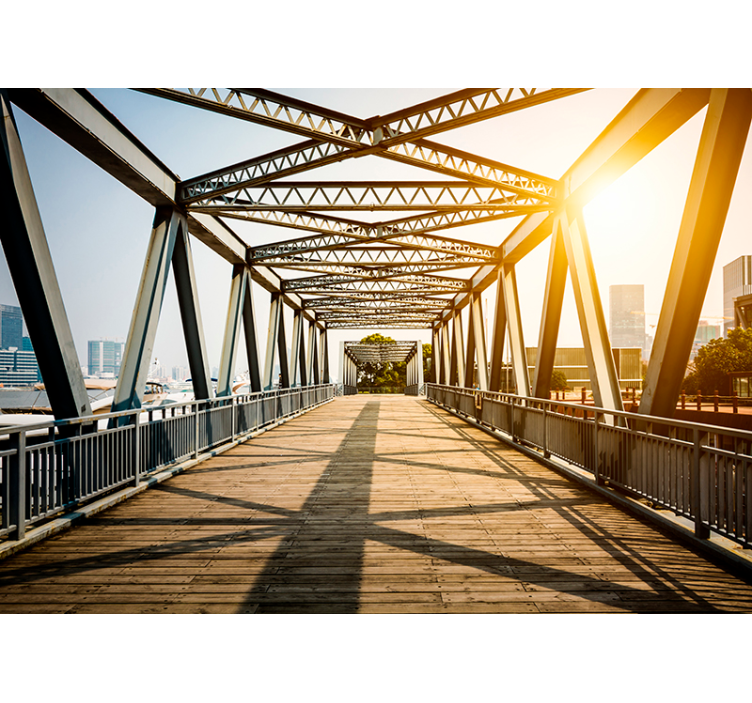 Fotobehang stad brug met mooi uitzicht - TenStickers