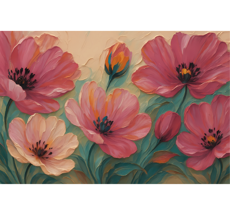 Geschilderde bloemenkunst badkamer fotobehang - TenStickers