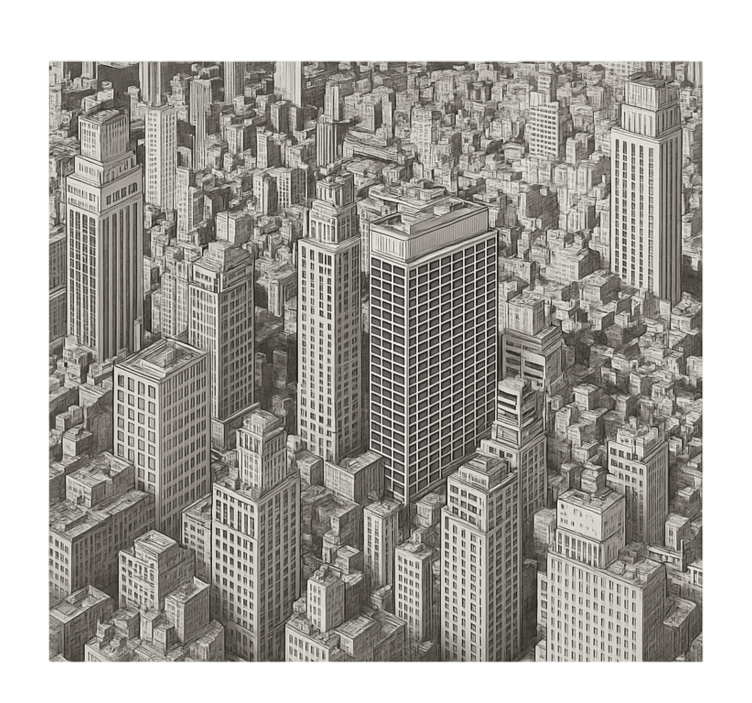 Zwart-wit overzicht fotobehang tienerkamer - TenStickers