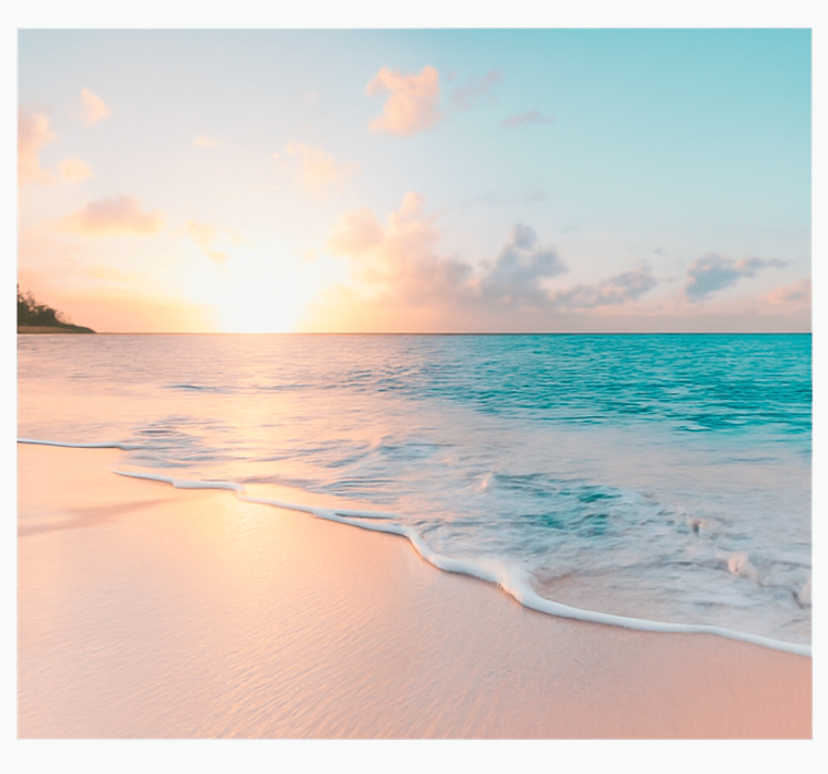 Kalm zonsondergangontwerp fotobehang strand - TenStickers
