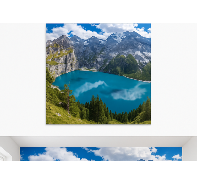 Gouden zonsondergang in de bergen foto behang bergen - TenStickers