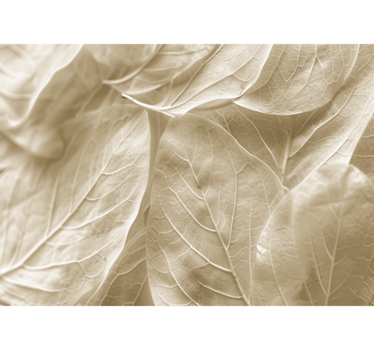Grote beige bladeren fotobehang hoofd slaapkamer - TenStickers