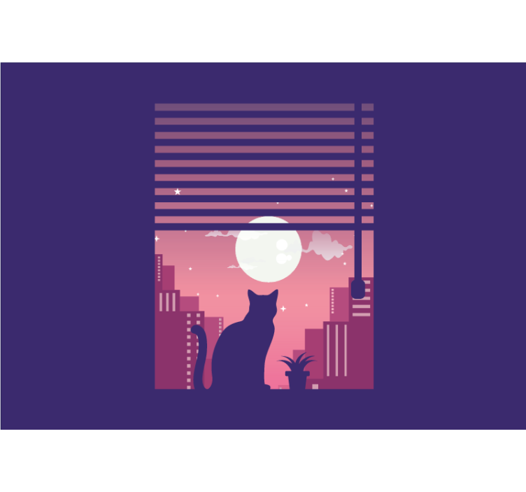 Kattensilhouet nachtzicht fotobehang dieren - TenStickers