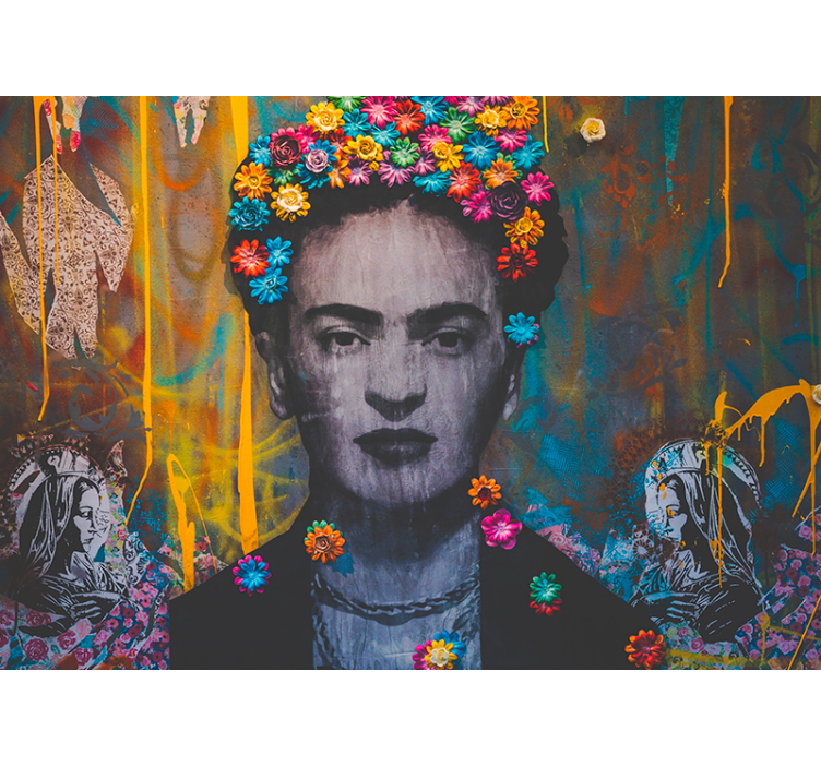 Fotobehang kunst frida bloemportret - TenStickers