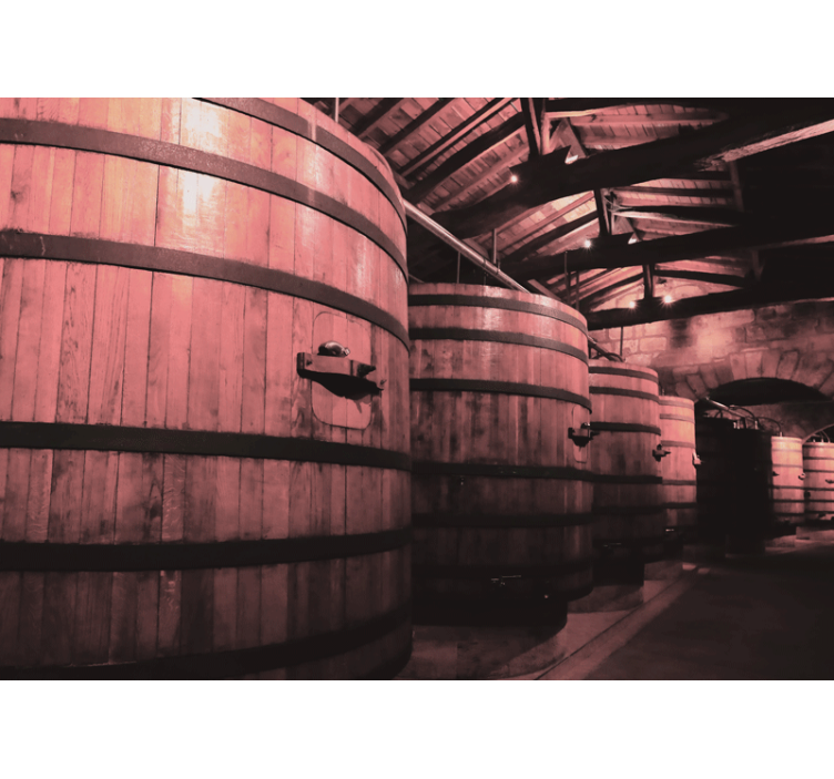 Fotobehang stenen houten vaten opslag - TenStickers