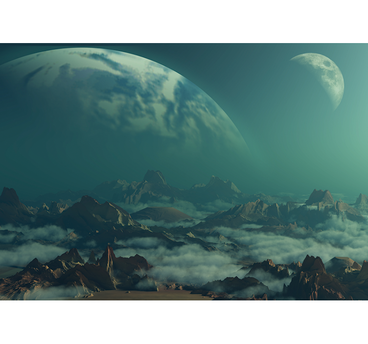 Foto behang ruimte hemelse bergtoppen - TenStickers