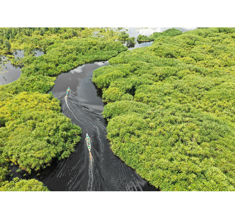 Schilderachtige riviertocht fotobehang landschap - TenStickers