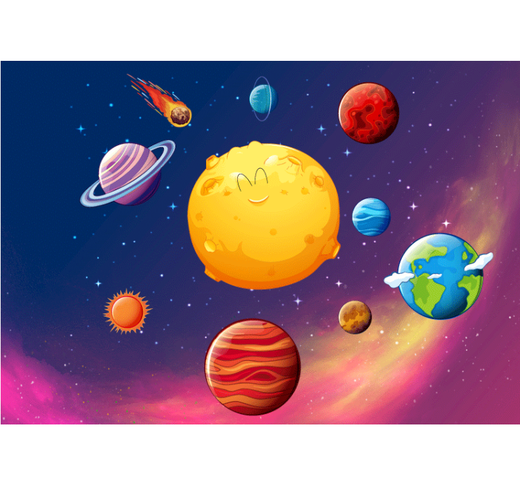 Fotobehang fantasie gelukkige planeet figuren - TenStickers