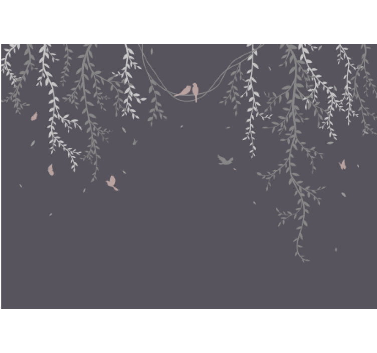 Takken met vogels foto behang natuur - TenStickers