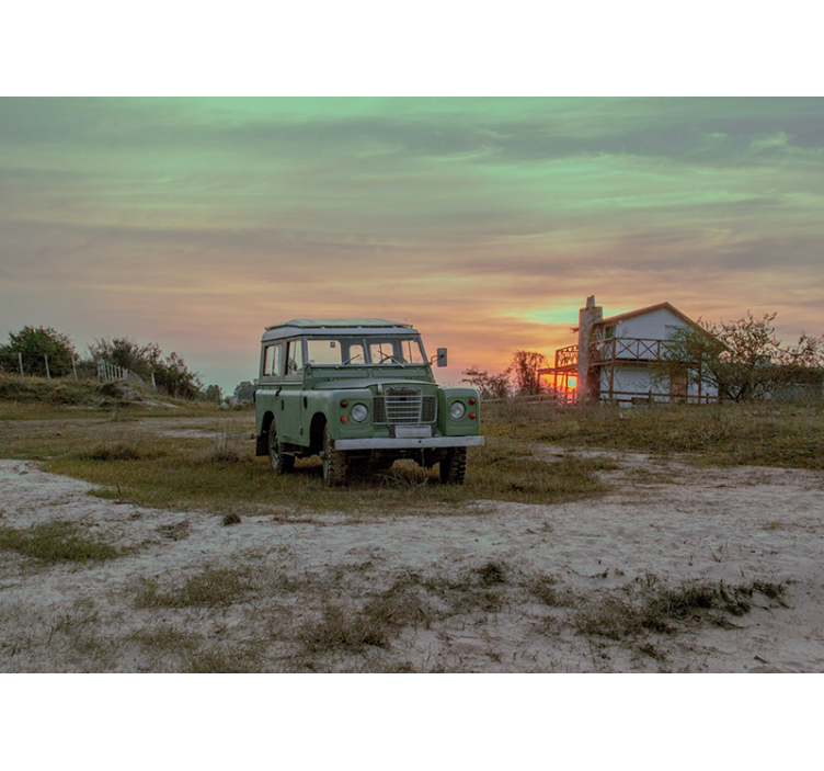 Groene klassieke auto fotobehang voertuigen - TenStickers