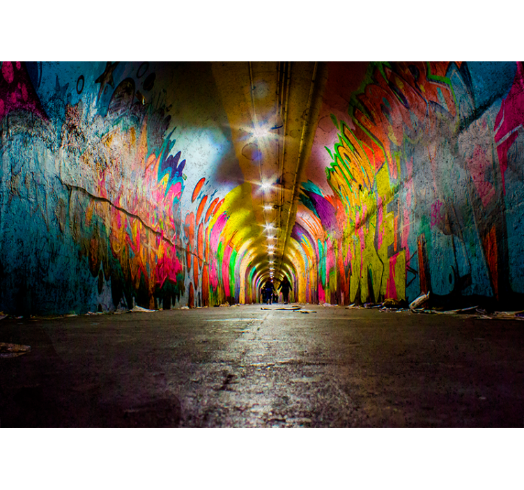 Graffiti fotobehang levendige tunnel graffiti - TenStickers