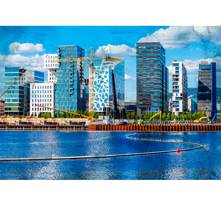 Modern stedelijk landschap fotobehang steden en landen - TenStickers