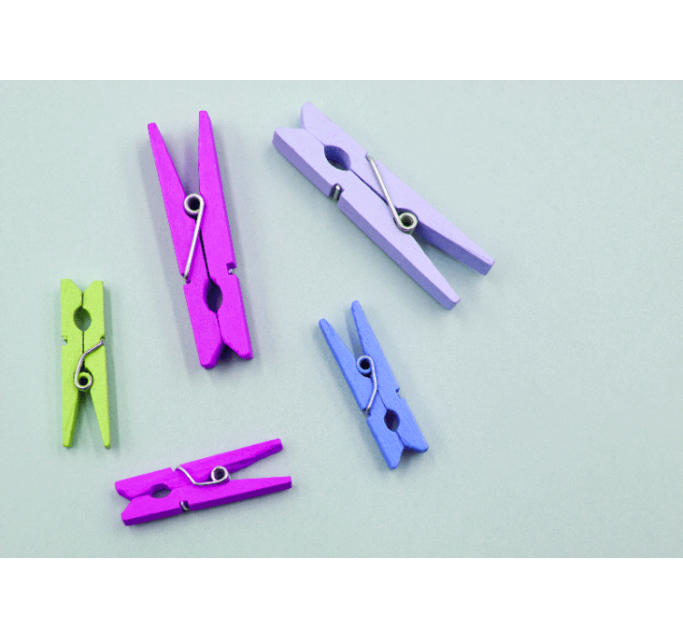 Kleurrijke wasknijpers opstelling fotobehang ander print - TenStickers