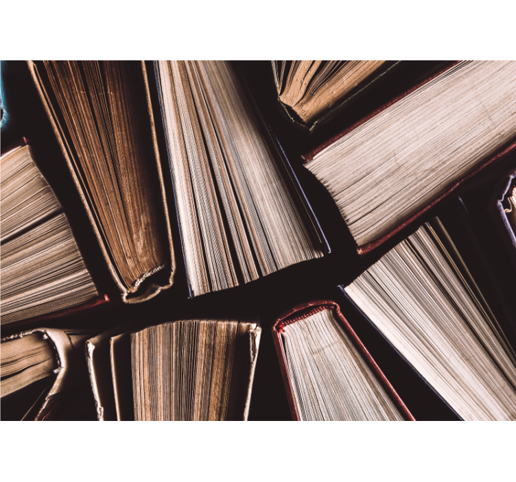 Fotobehang kunst boeken op elkaar gestapeld - TenStickers