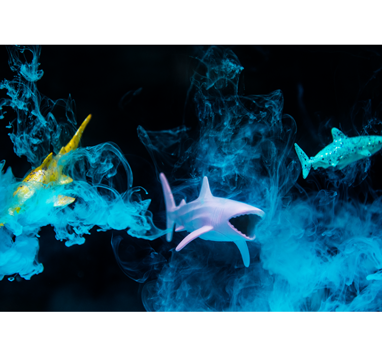 Fotobehang dieren kleurvolle haai illustratie - TenStickers