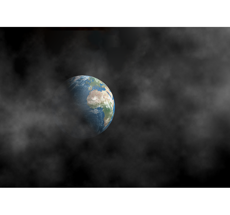 Foto behang ruimte aarde omringd door wolken - TenStickers