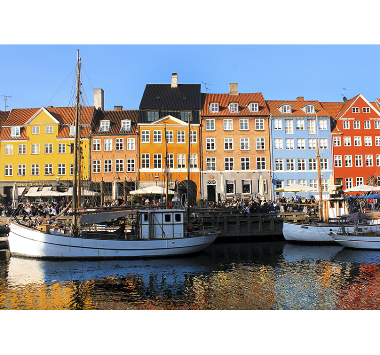 Fotobehang steden en landen levende woonhuizen aan het meer - TenStickers