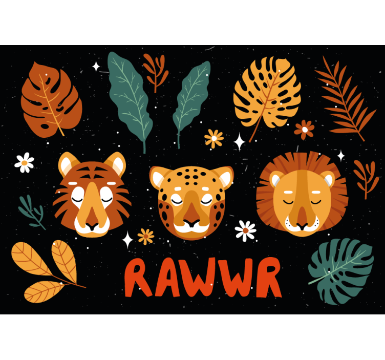 Foto behang kinderkamer speelse jungle dieren - TenStickers