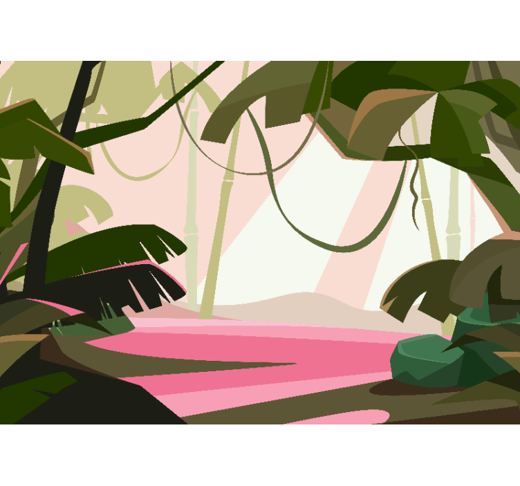 Foto behang jungle weelderige tropische scène - TenStickers