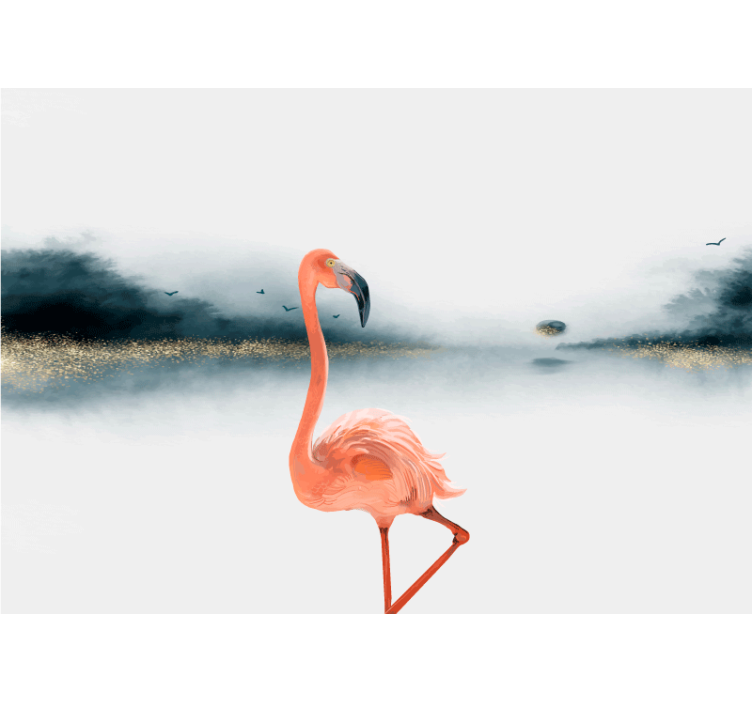Fotobehang dieren elegante flamingo pose - TenStickers