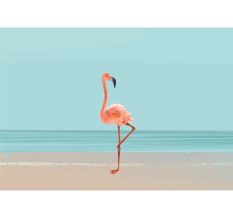 Fotobehang strand flamingo aan de kust - TenStickers