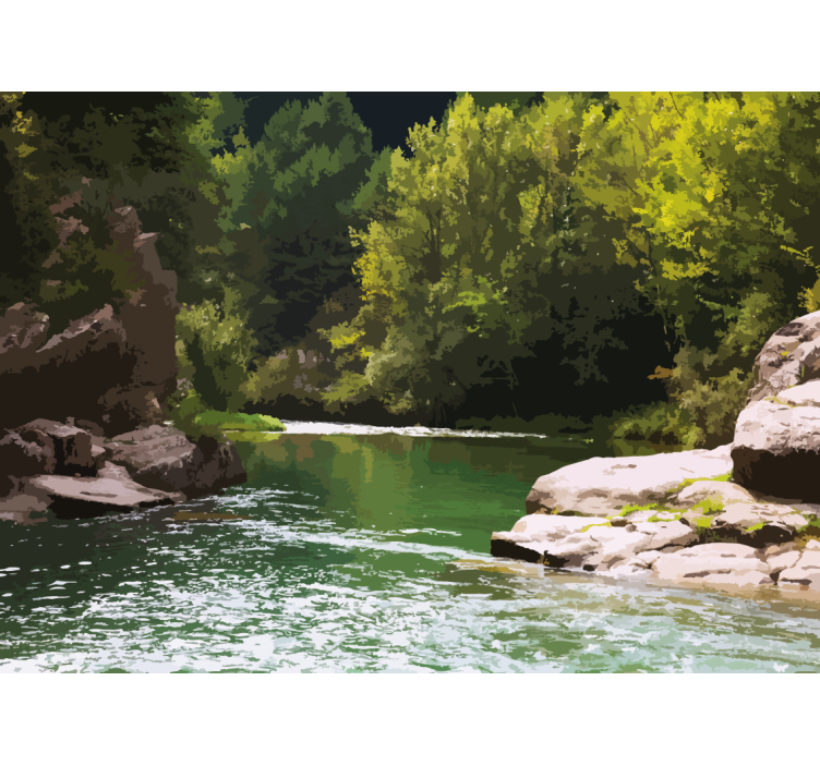 Rustig waterlandschap foto behang natuur - TenStickers