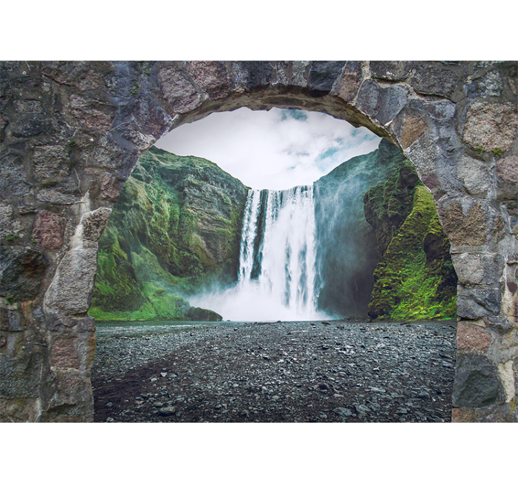 Foto behang waterval majestueus watervalzicht - TenStickers