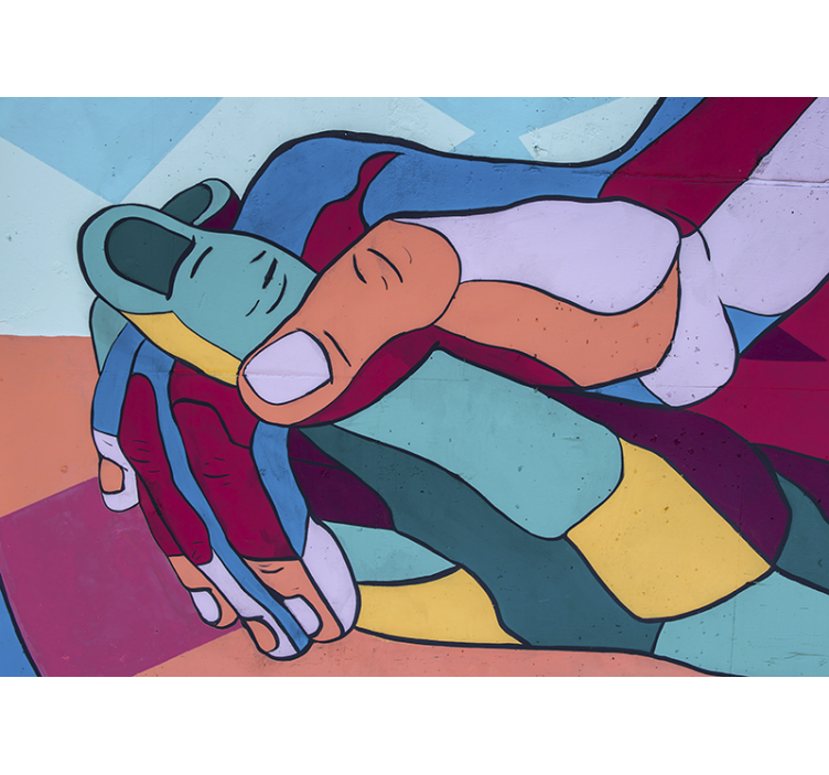 Fotobehang liefde kleurrijke hand omhelzing - TenStickers