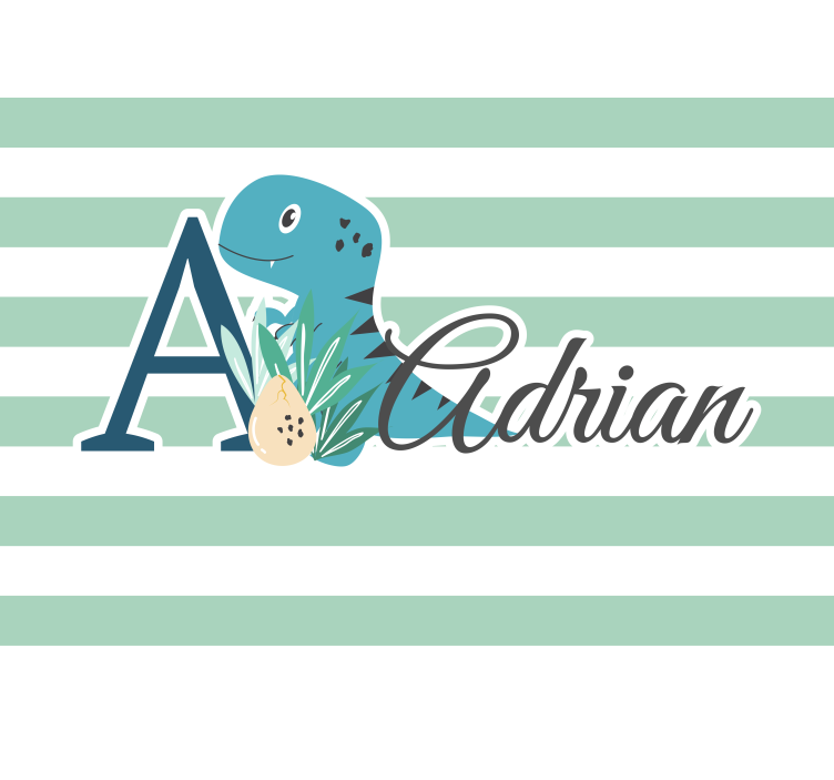 T-rex met initiaal en naam foto behang kinderkamer - TenStickers