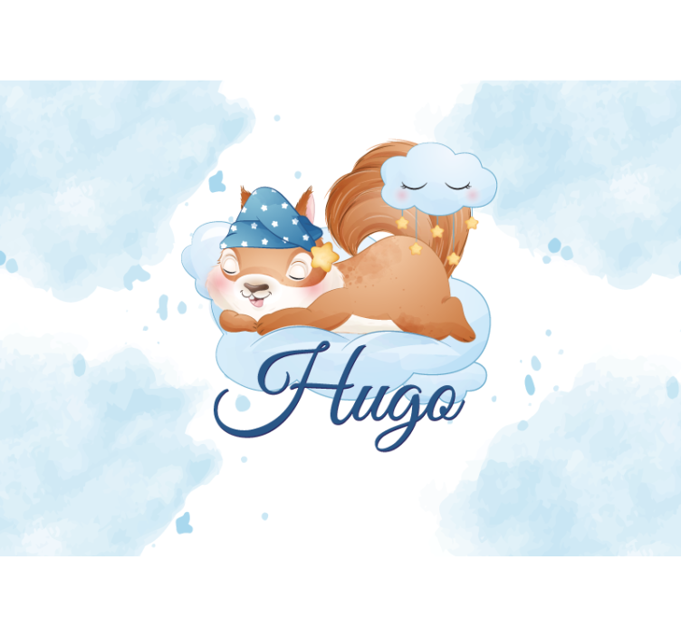 Babykamer fotobehang sluimerige eekhoorn dromen - TenStickers