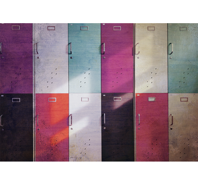 Fotobehang muziek kleurrijke lockerdeuren - TenStickers