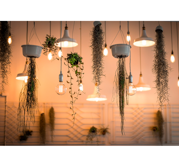 Foto behang natuur met hangende groene accenten - TenStickers