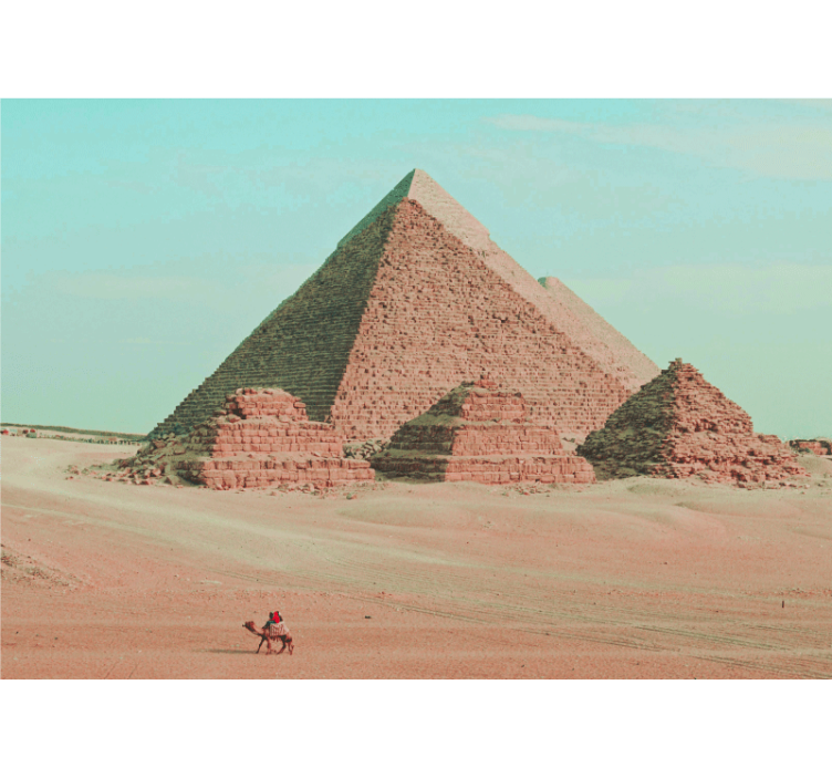 Fotobehang steden en landen pyramides en kameelbeelden - TenStickers